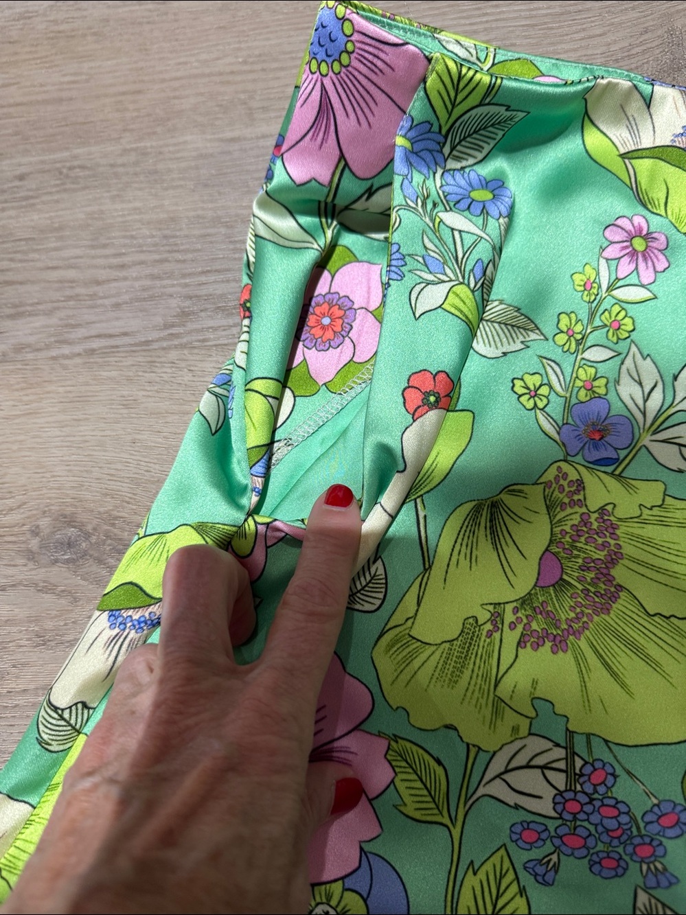 Zara Green Floral Print Wide-Leg Pants - Picture 3 of 5